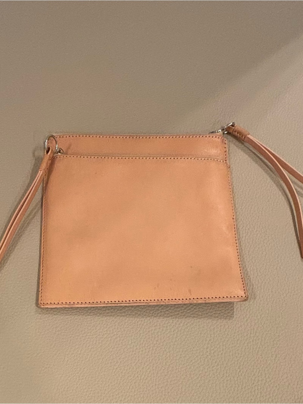 Minimalist Tan Leather Wristlet Clutch